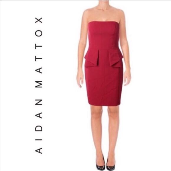 Aidan By Aidan Mattox Strapless Cocktail Mini Dress Size 12 - Picture 1 of 7